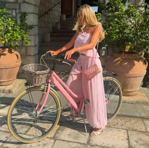 Women Floral Lace Sheer Layers Skirt Set Suspenders Ruffle Top High Waist Maxi Skirts 2026 Summer Beach Vacation Female Outfits