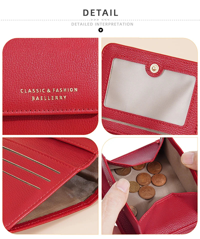 Fashionable Mini Women Wallet Name Engraving High-Quality Card Holder Simple Short Female Coin Purse Small Ladies Purse