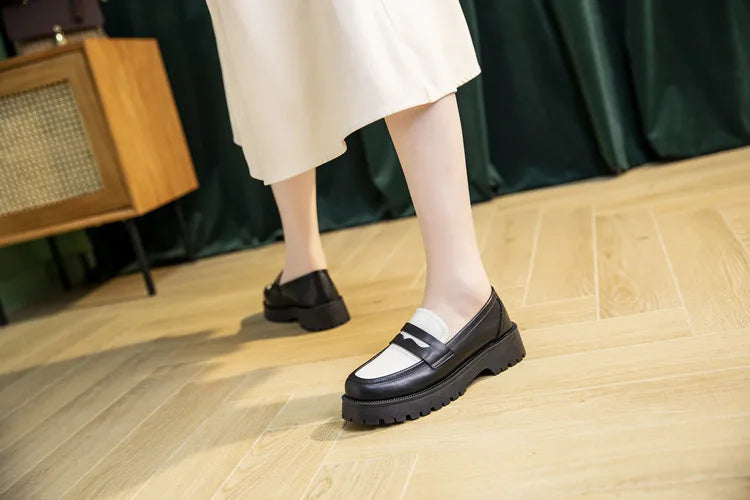 AIYUQI Women's Suede Square-Heel Loafers | British Style