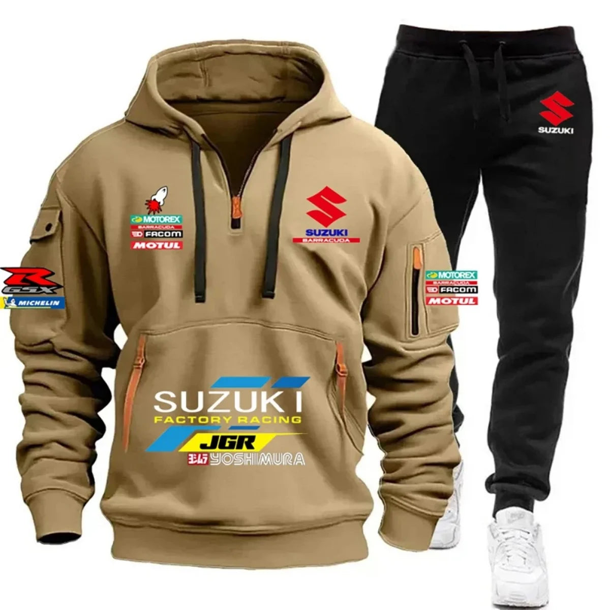 Men’s Multi-Pocket Hoodie & Athletic Pants Set