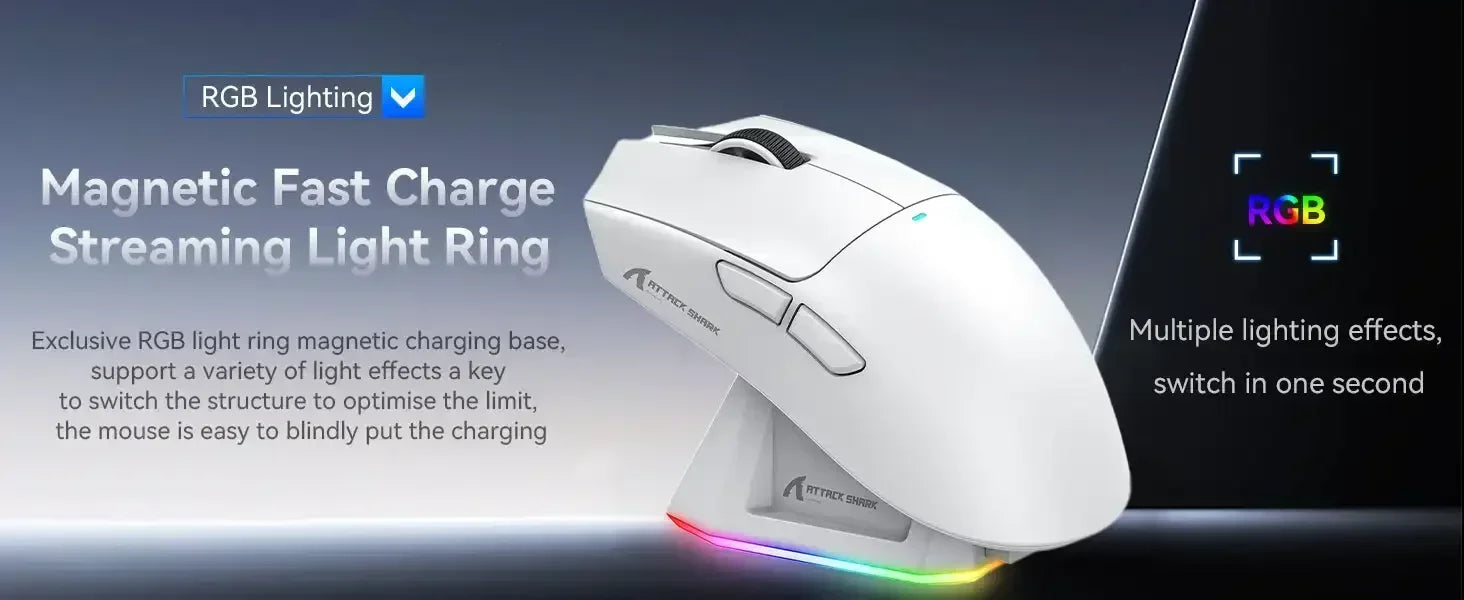 ATTACK SHARK X11 Wireless Gaming Mouse Charging Dock PixArt PAW3311 BT/2.4G Wireless/Wired Gaming Sensor Gift Anti-slip Sticker