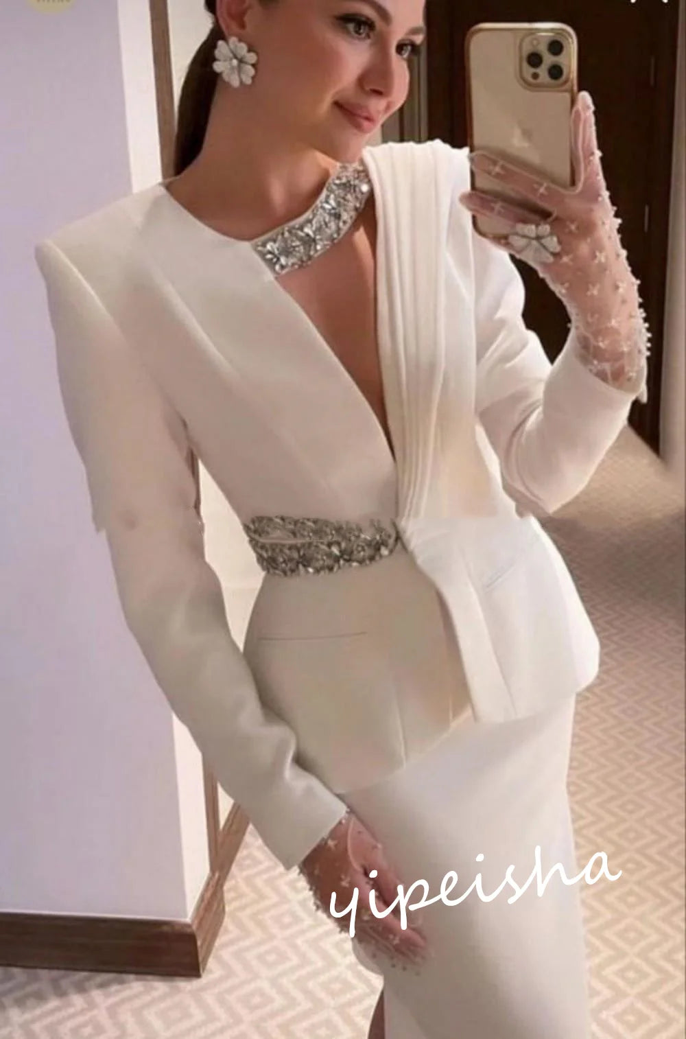 Customized   Exquisite Classic Formal Evening O-Neck A-line Beadings Bespoke Occasion Dresses