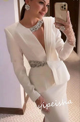 Customized   Exquisite Classic Formal Evening O-Neck A-line Beadings Bespoke Occasion Dresses