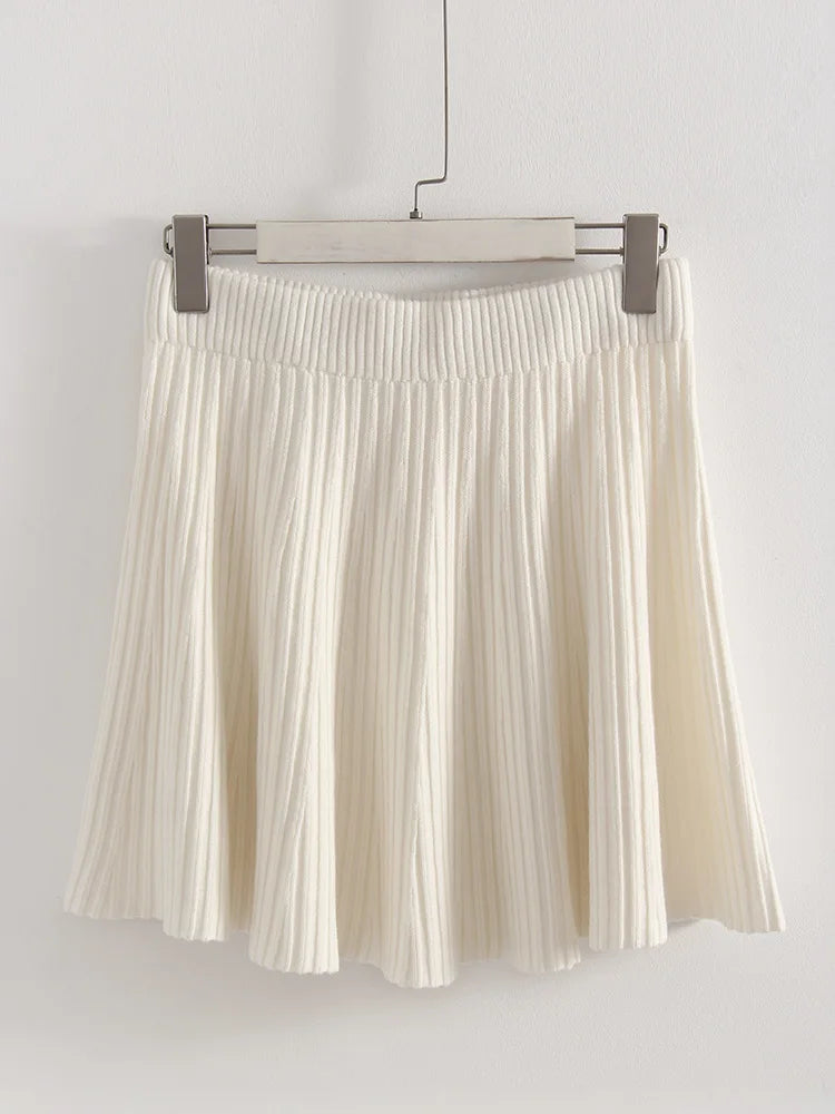 Elegant Knit Pleated Mini Skirt for Women
