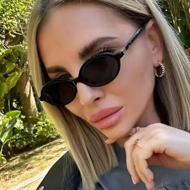 Fashion Oval Retro Sunglasses for Women – Simple Small Frame UV400 Protective Eyewear, Literary Style Luxury Design for Commuting & Travel