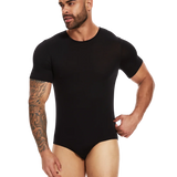 Mens Short Sleeve Full Body Shaper Bodysuit Tummy Control Romper Pajamas Waist Trainer Slimming Shapewear Underwear Undershirts