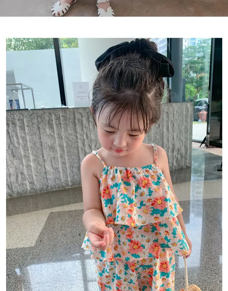 Girls' Floral Vest & Anti-Mosquito Suit