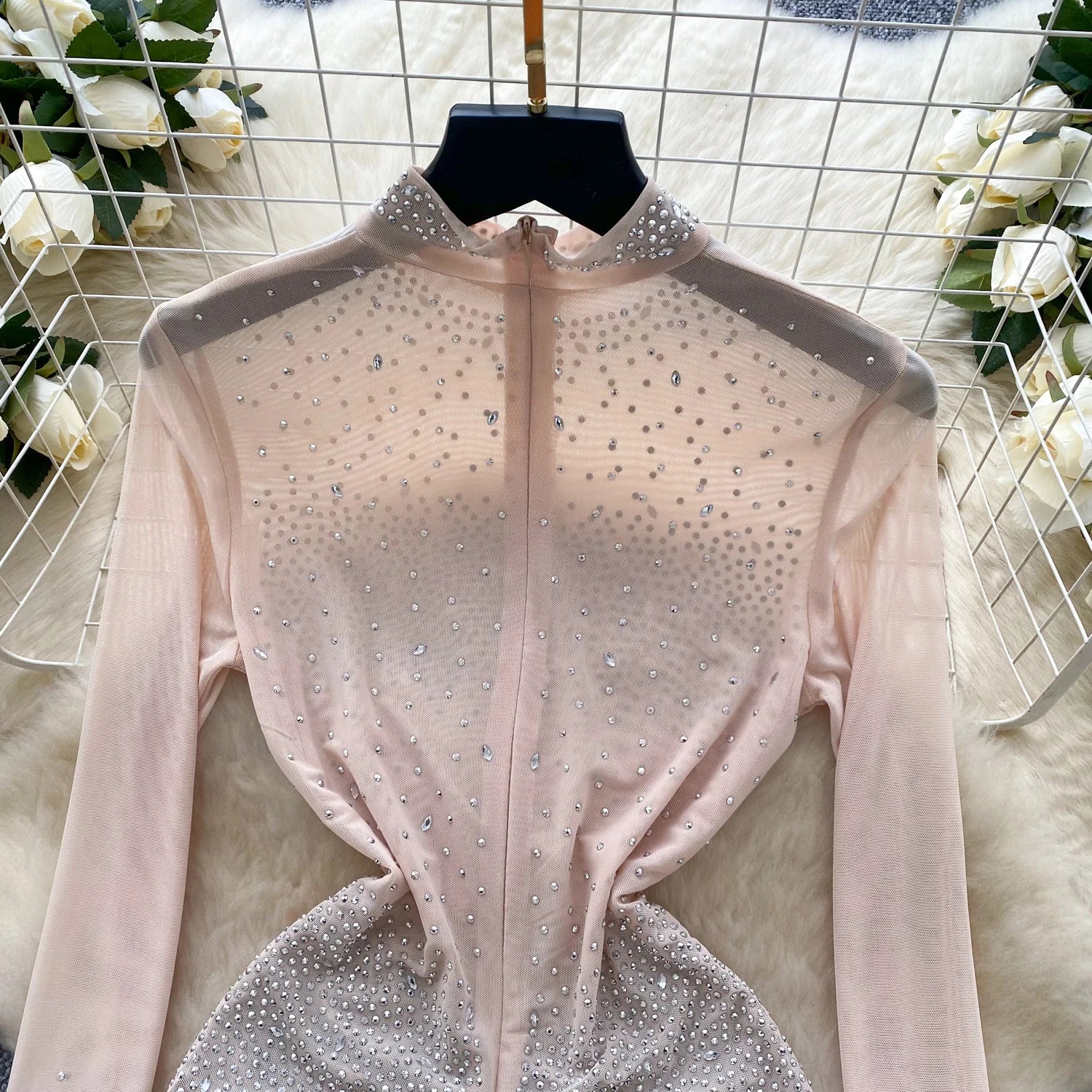 Sparkle & Shine: Women's Rhinestone Mesh Romper