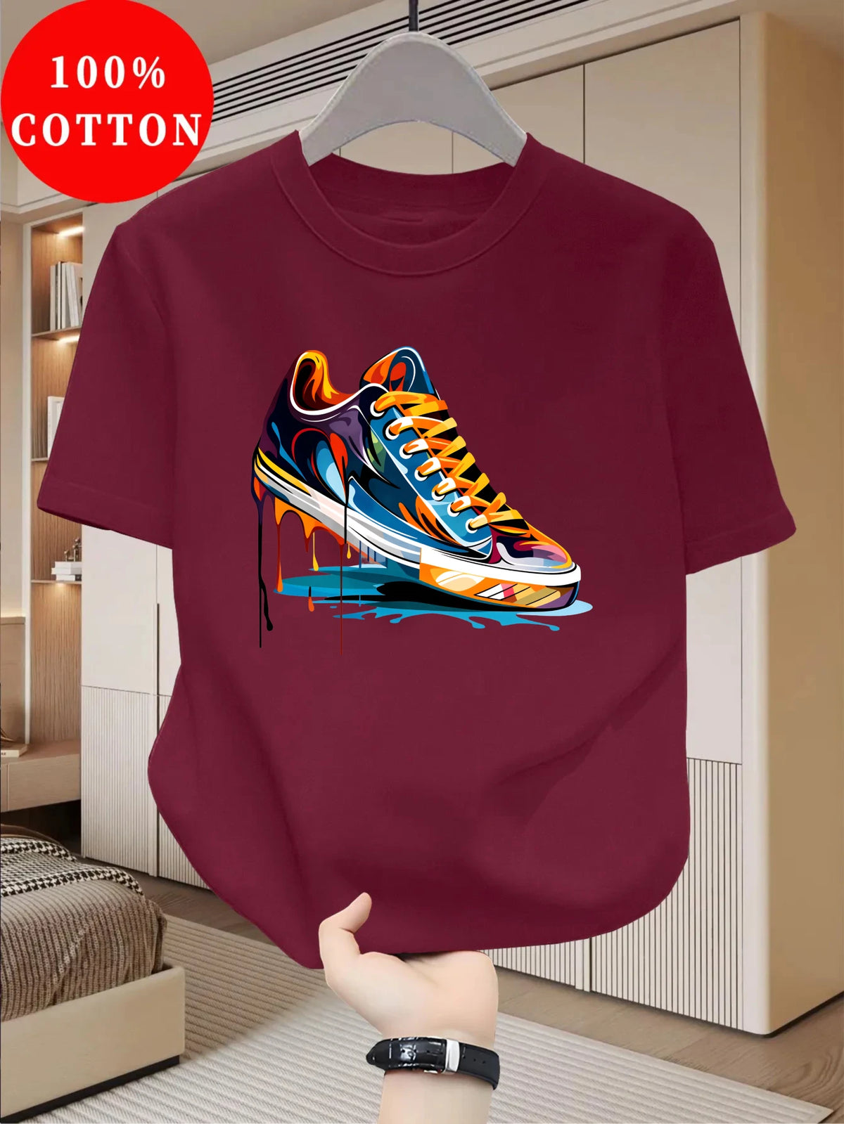 Men's Cotton Graffiti Print Relaxed Fit T-Shirt