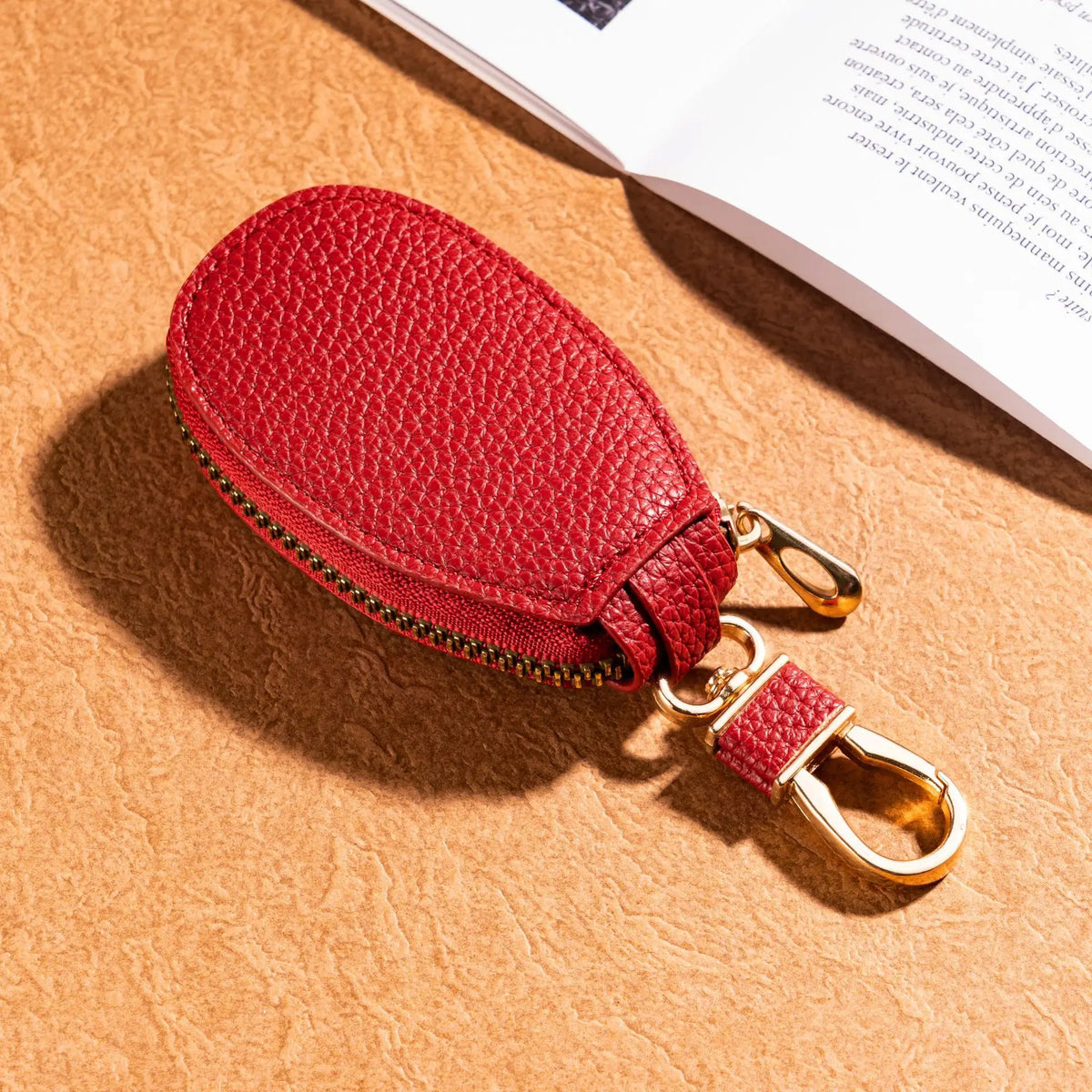 Portable Keychain Wallet for Men Women Large-Capacity Double Zipper Key Pouch Bag Suede Leather Key Case Unisex Coin Purse