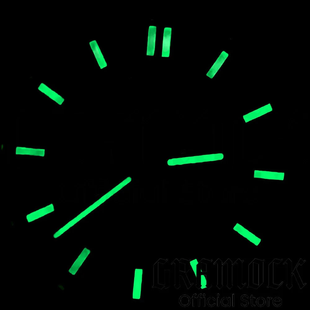 Gramock 41mm NH70 Watch Hollowed Out Dial Sapphire Crystal With Green Luminous NH70 Automatic Mechaninal Movement Waterproof