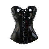 Women's Plus Size Black PVC Vinyl Overbust Corset – Shiny Steampunk Bustier