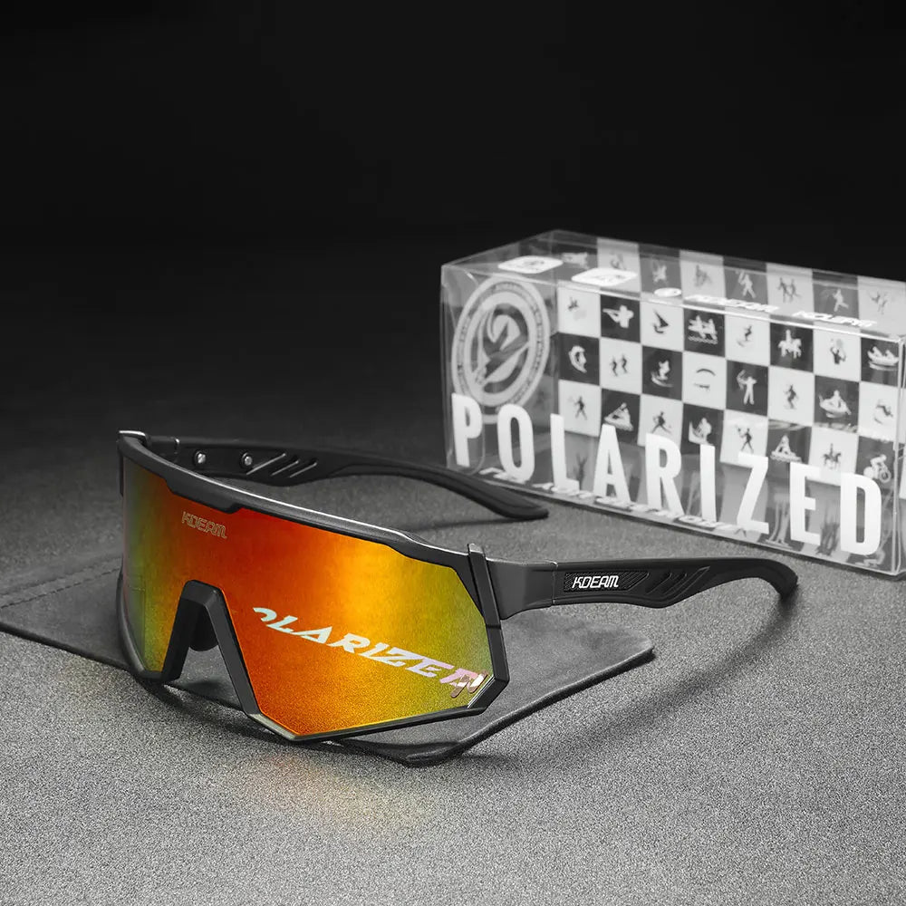 KDEAM High-End Sports Sunglasses Polarized Men's Cycling Glasses Dismountable TR90 Frame And Nose Pads Easy To Exchange