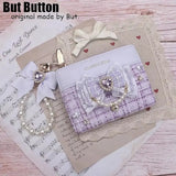 Kawaii Sweet Japanese Lolita Bow Wallet JK Harajuku Y2K Lace Rhinestone Short Wallet Mini Purse Card Holder Women Girls Gift