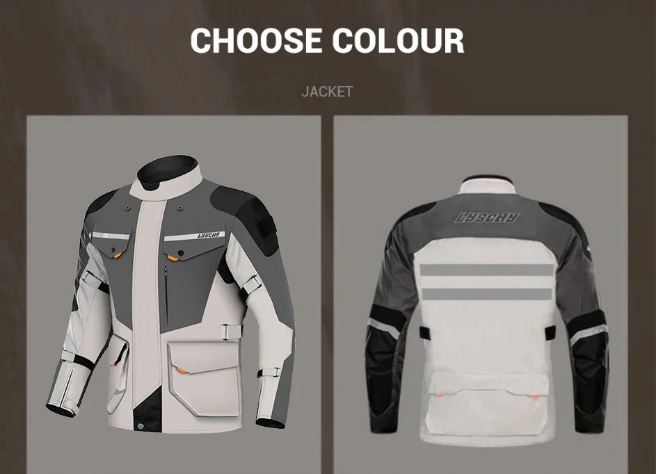 LYSCHY Motorcycle Jacket Pants Suit Cold-proof Waterproof Winter Men Motorbike Riding Moto Jacket Protective Gear Armor Clothing