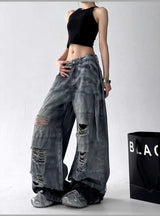 Women's Wide-Leg Distressed Jeans | High Street Style