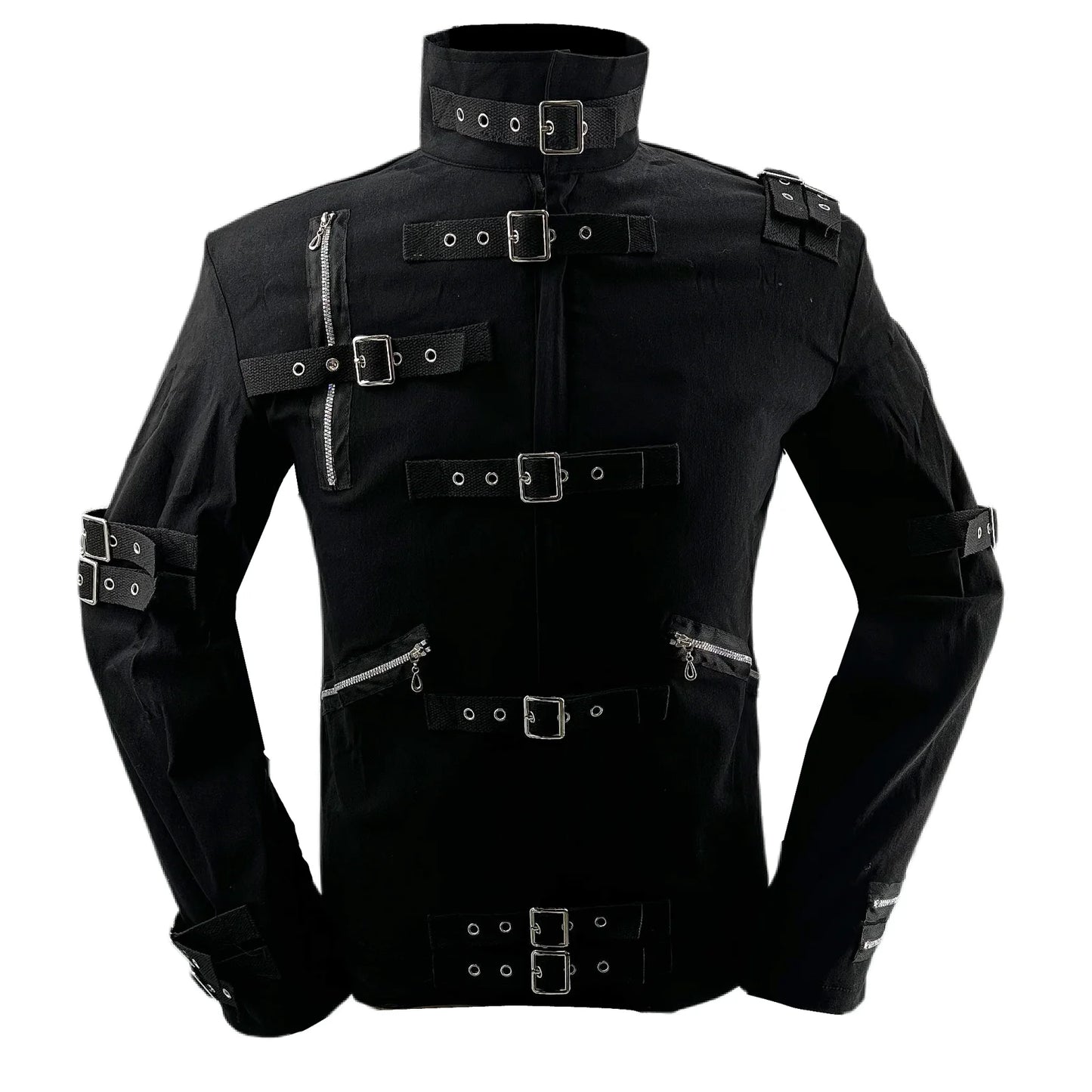 Role-player Michael Jackson BAD Punk Jacket Black Stretch Cotton Outwear Impersonator