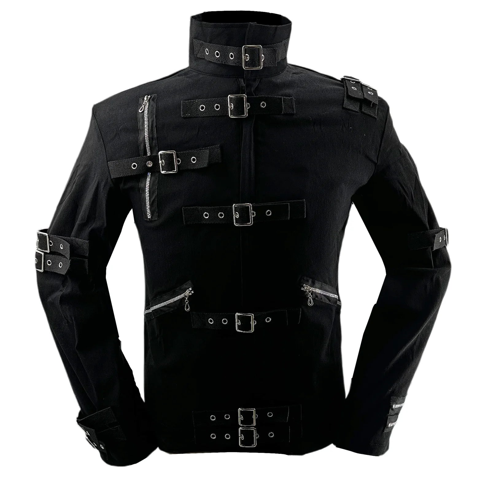 Role-player Michael Jackson BAD Punk Jacket Black Stretch Cotton Outwear Impersonator