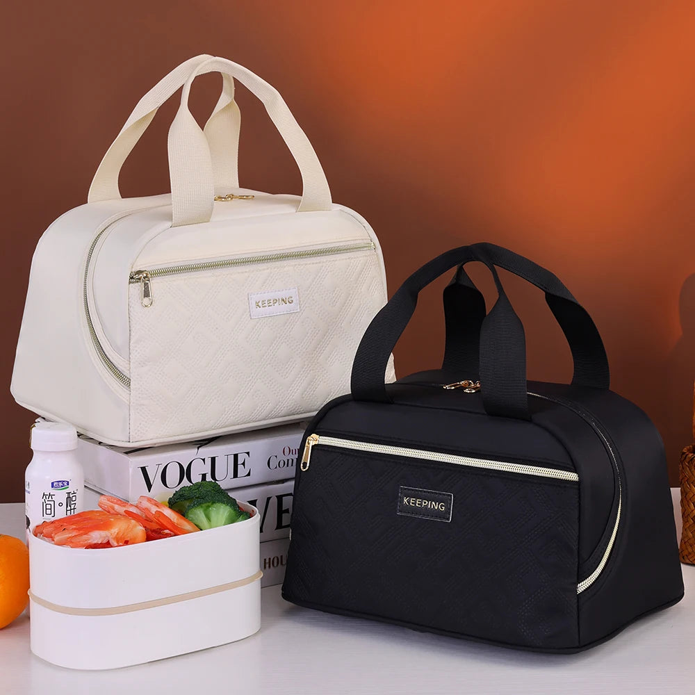 Portable Lunch Bag for OL Women Thermal Insulated Lunch Box Tote Cooler Handbag Waterproof Bento Pouch Office Food Shoulder Bags
