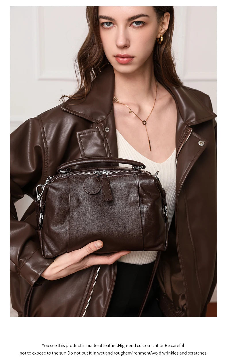 Women Natural Cow Genuine Leather Shoulder Bags Women Cowhide Bag Lady Soft Design Female Luxury Handbag for Ladies High Quality