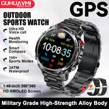 2026 New Military Bluetooth Call Smart Watch Built-in GPS Compass Barometric Altimeter 10ATM Waterproof Sports Smartwatches Men