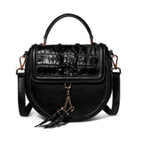 KEXIMA Crocodile Embossed Leather Round Shoulder Bag
