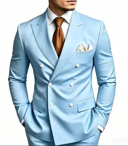 Men’s Double-Breasted Suit for Weddings & Business