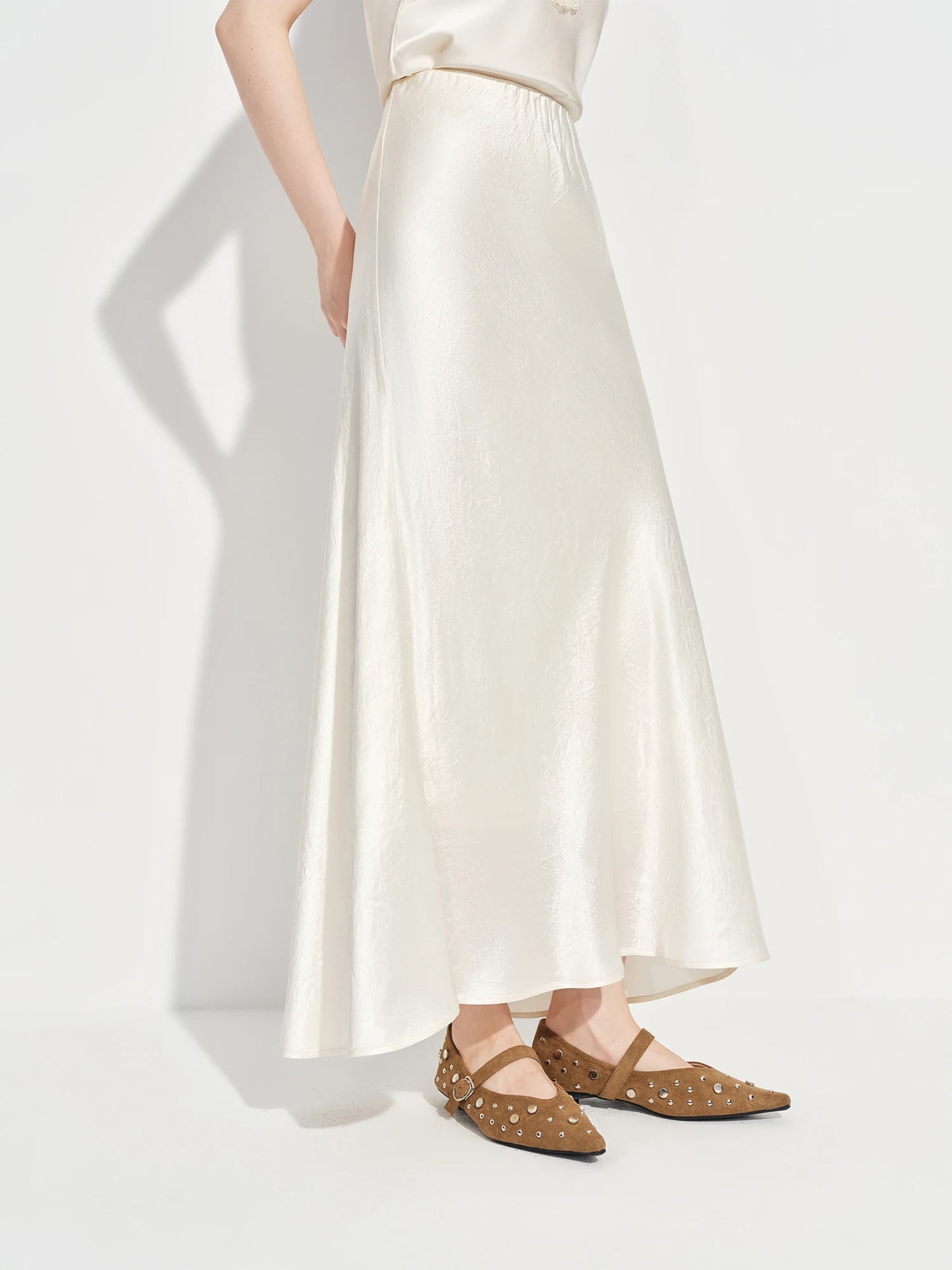 Acetate Trumpet Midi Skirt – Elegant Drape