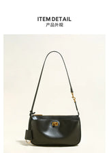 2026 Spring New Luxury Brand Women Shoulder Bags Split Leather Black Handbags Women Fashion Gold Buckle Underarm Bags