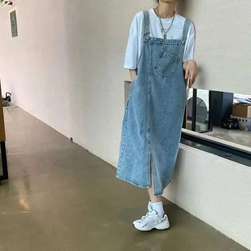 Women's Denim Spaghetti Strap Overall Dress