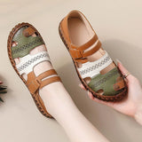 Newest gladiator summer sandals women's big size 43 woman real leather sandals ladies patchwork strap Non-slip flats
