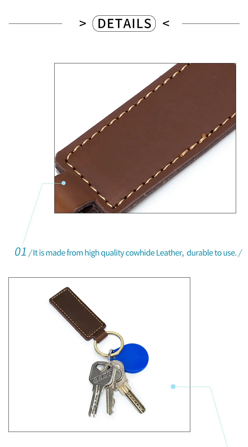Free Customized Fashion Women Genuine Leather Keychain Vintage Creative Pendant Handmade Small Gift DIY Present Car Key Chain
