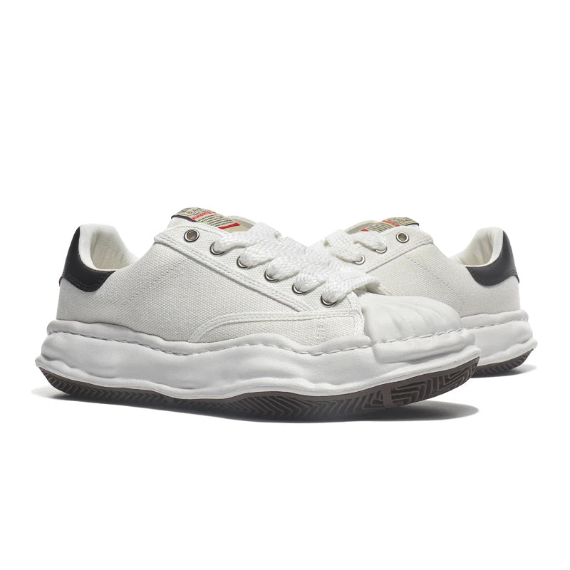 Unisex Thick Sole Board Sneakers — Breathable Lace-Up Casual Walking Shoes