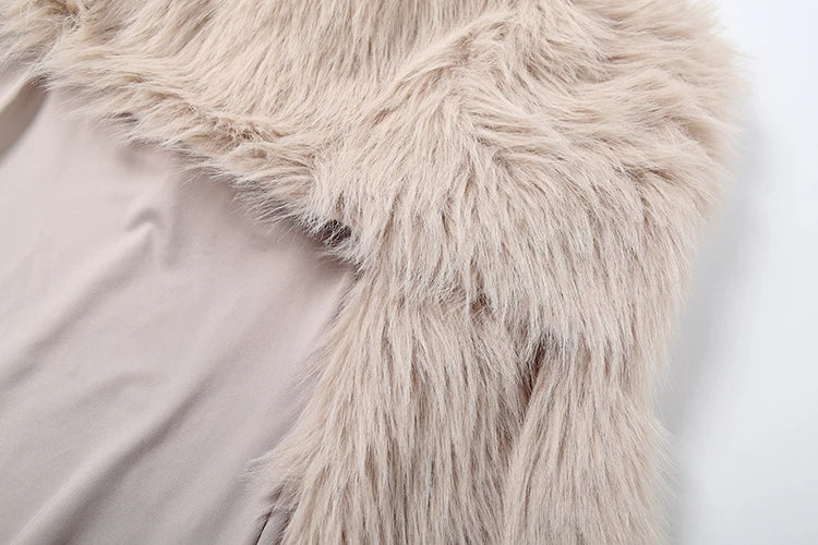 Women's Furry Patchwork Slash Neck Streetwear Jumpsuit
