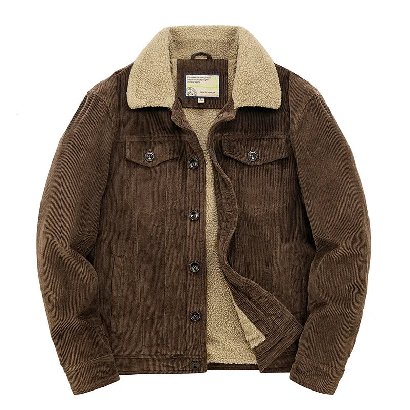 Men's Corduroy Zip-Up Winter Jacket