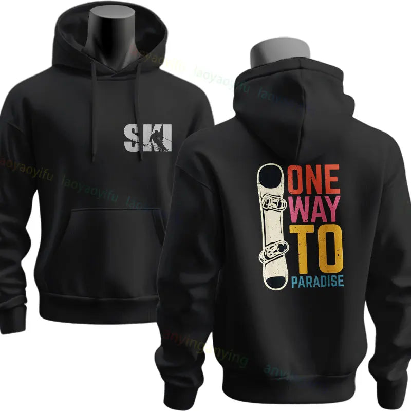 Men's Ski & Snowboard Graphic Hoodie for Fall and Winter