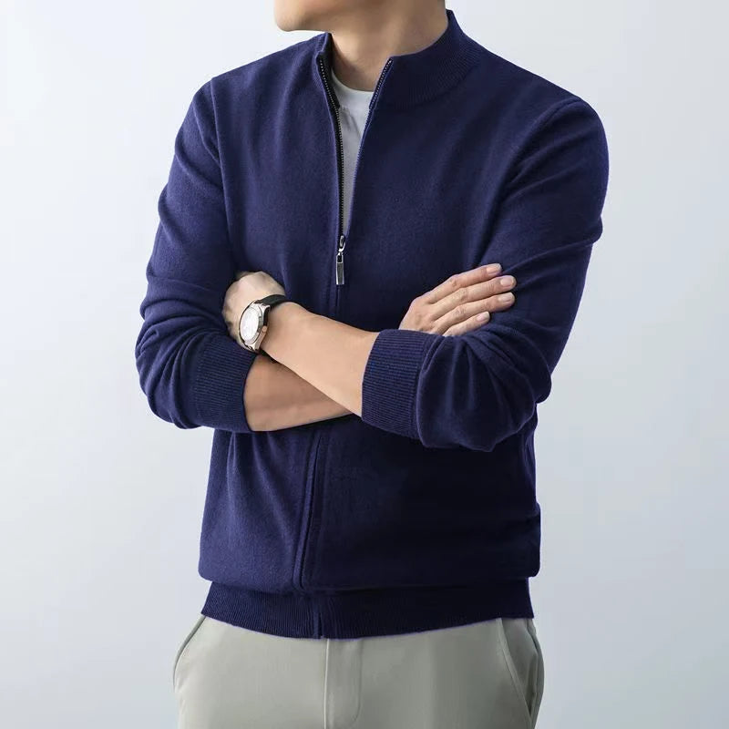 Slim Fit Zipper Cardigan – Premium USA-Made Knit Sweater