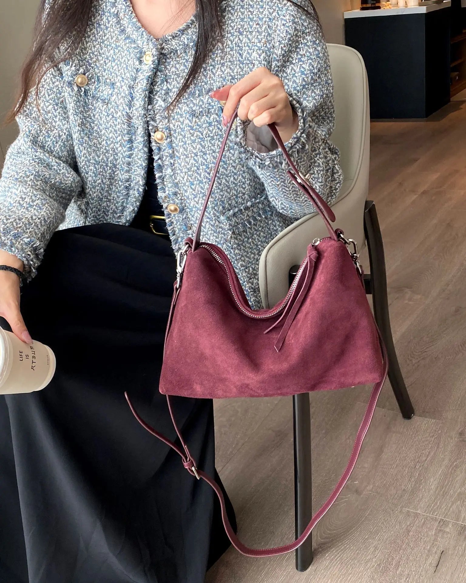 Luxury Suede Boston Tote