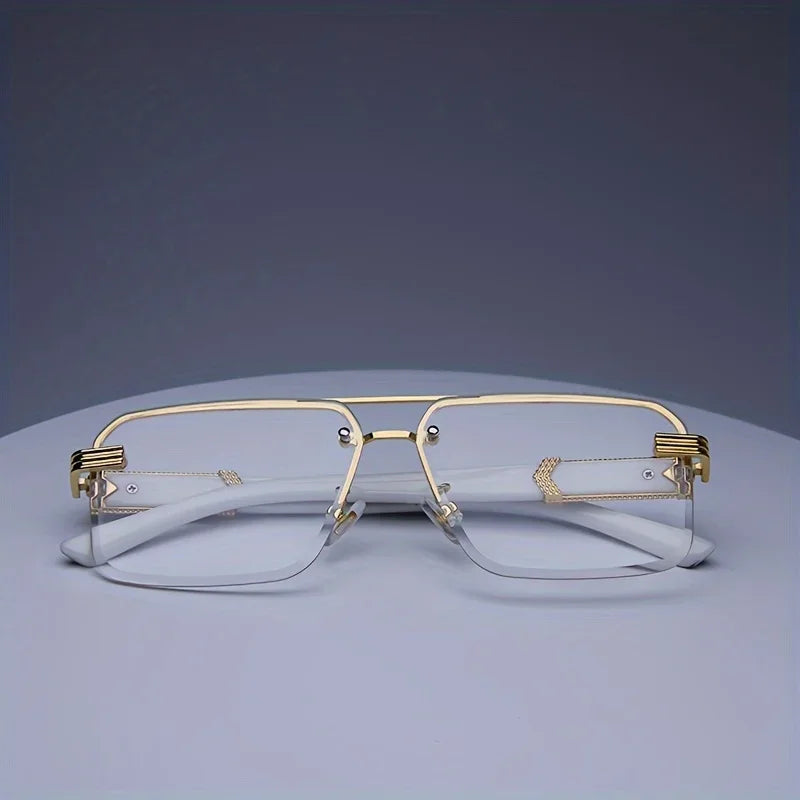 Rimless Rectangle Sunglasses – UV400 Unisex Shades