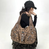 Y2K Leopard Print Shoulder Bag – Vintage Maillard Style