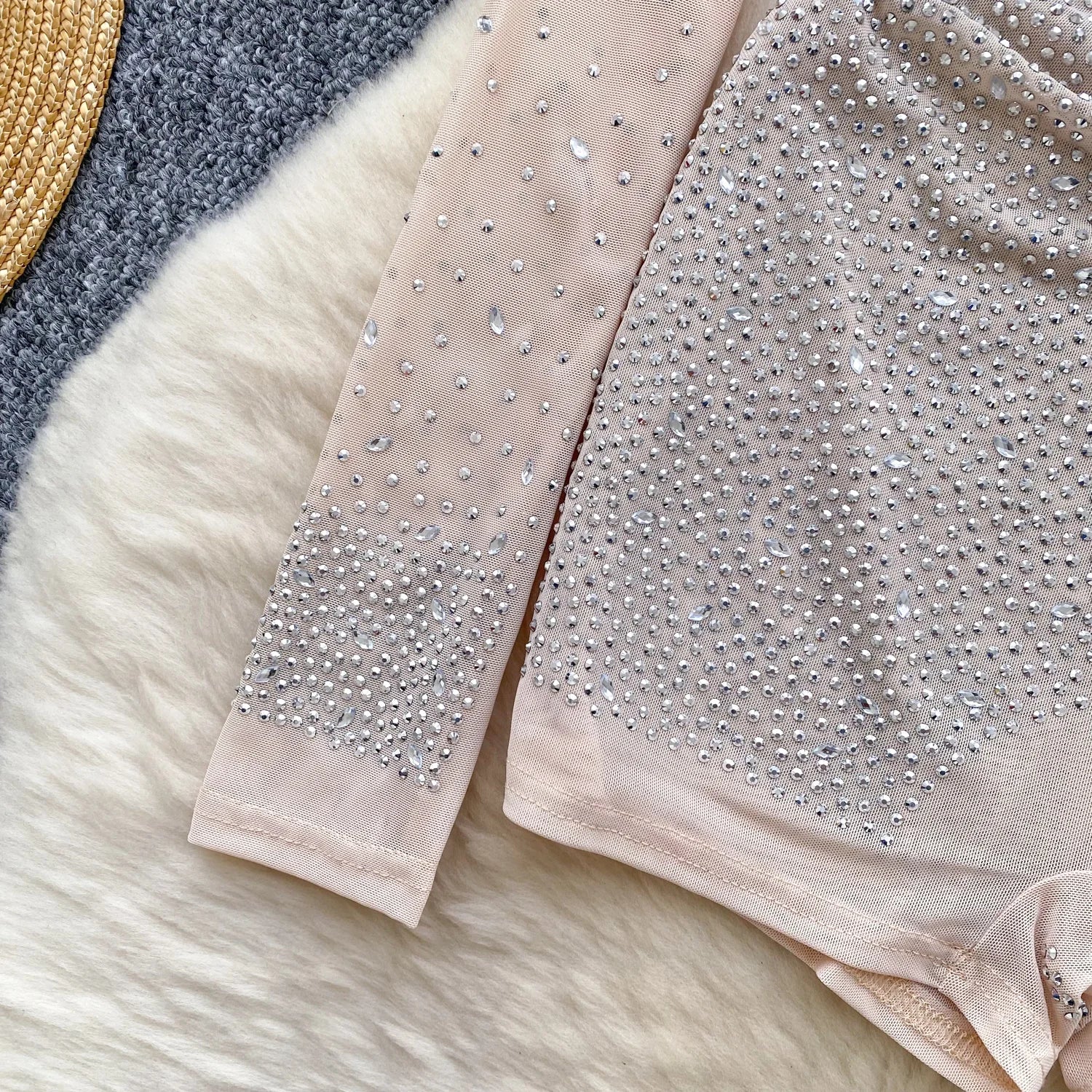Sparkle & Shine: Women's Rhinestone Mesh Romper
