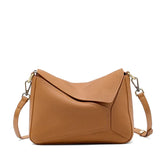 Pure 100% Cowhide Leather Women's Geometric Solid Color Shoulder Bag For Ladies Large Capacity Pillow Crossbody Handbag Luxury