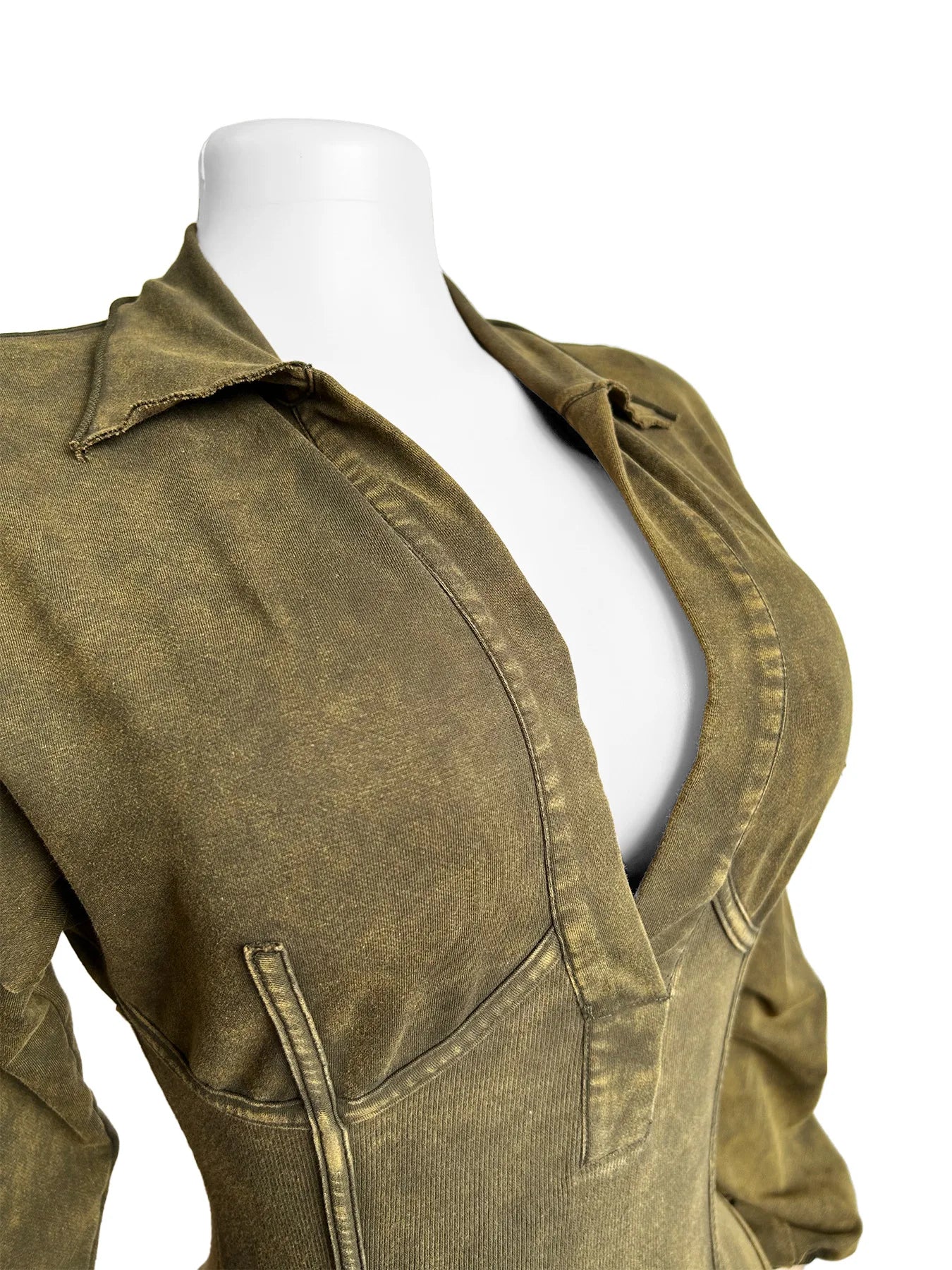 Ribbed Distressed V-Neck Jumpsuit