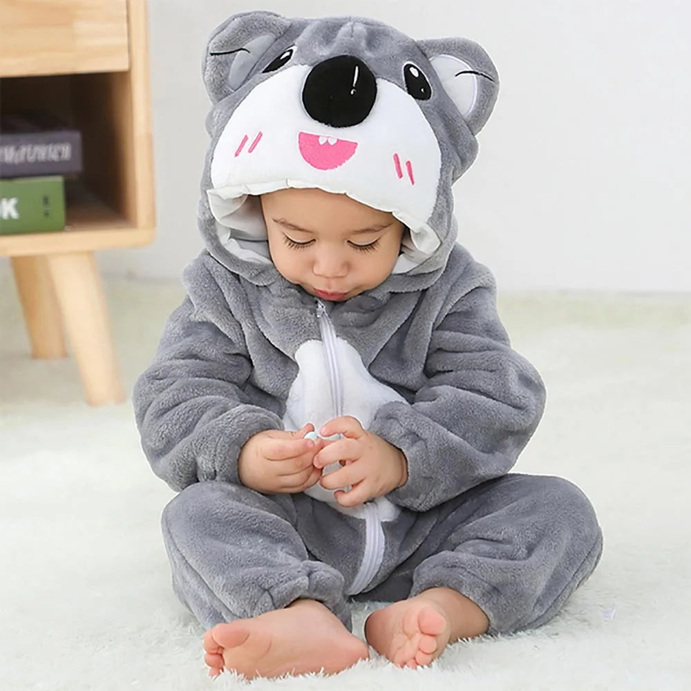 Animal Theme Flannel Baby Romper