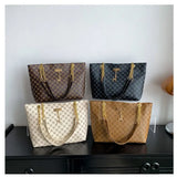 Durable PU Leather Shoulder Bags Large Capacity Printing Shopping Bag Handbags Women