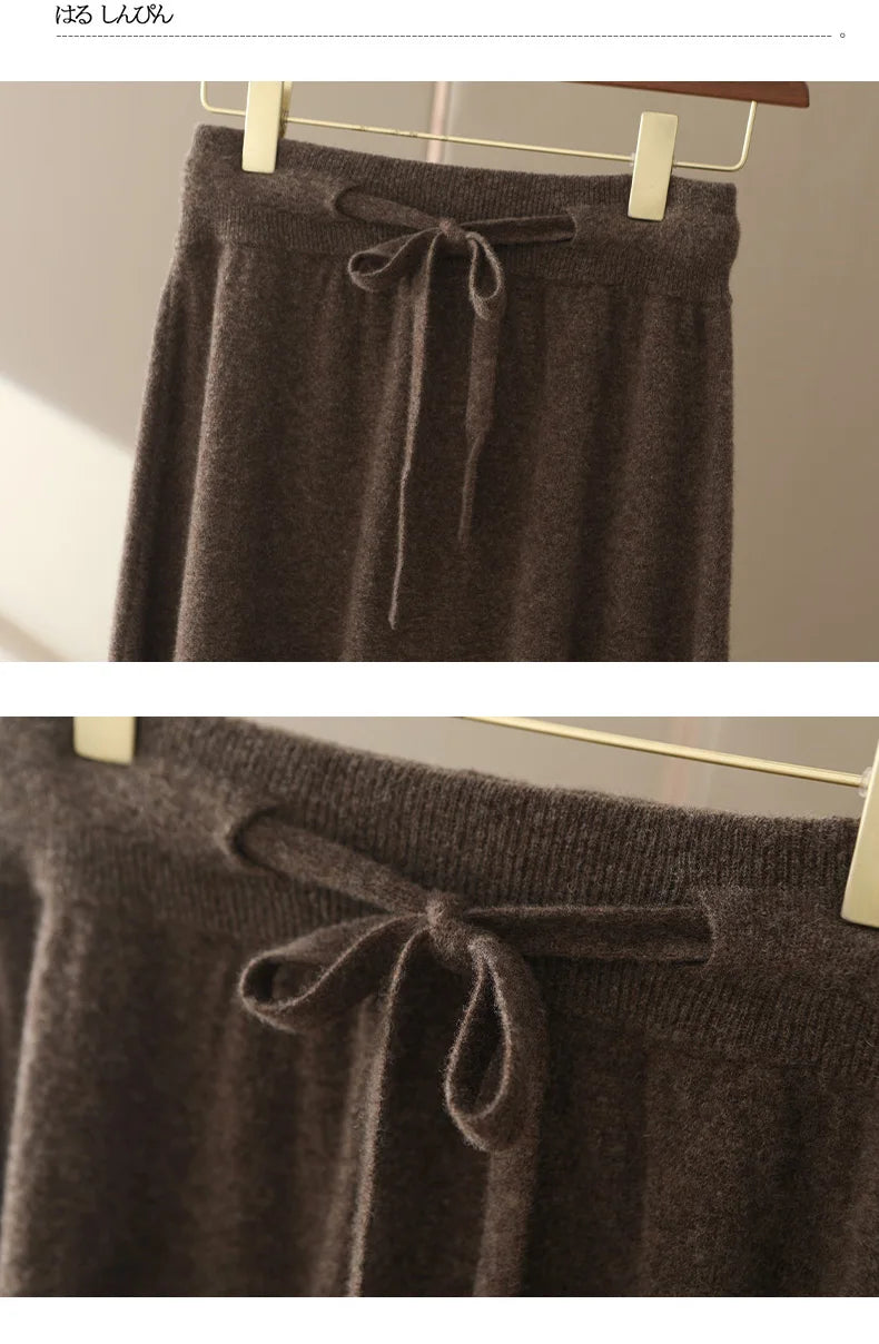 Wool A-Line Midi Skirt – Women's Knit Autumn Winter