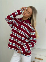 Vintage Striped Oversized Polo Shirt