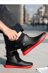 Fashionable Adult Short Rain Boots Waterproof Ankle Shoes Anti-Slip Durable Rubber Footwear For Men Women Suitable for Rainy Day