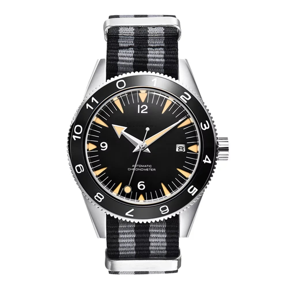 41MM Sapphire Glass 100m Waterproof Japan  Automatic Luminous Mens Watch Nylon Strap
