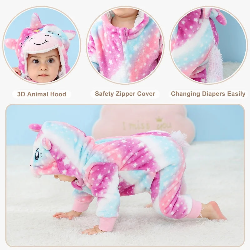 Plush Hooded Baby Winter Romper